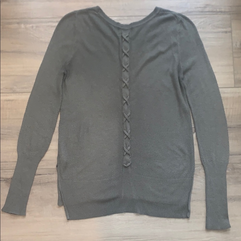 Hippie Rose Stylish Olive Green Sweater with Back Detail Size S